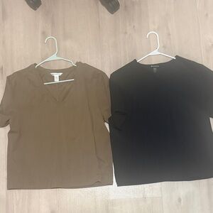 Athleta Brown and Black Short Sleeve Tops
